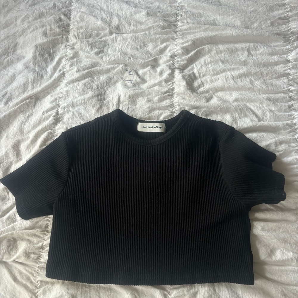 The Frankie Shop Black Ribbed Crop Top